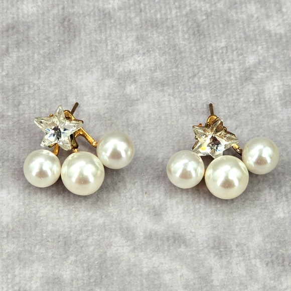 Gold Pearl Stud Star Drop Dangle Earrings Fashion Jewelry JB2-88 - Picture 1 of 6